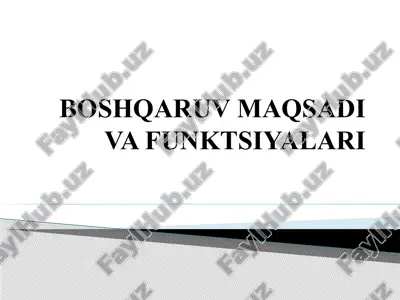 boshqaruv maqsadi va funktsionalari — PPTX