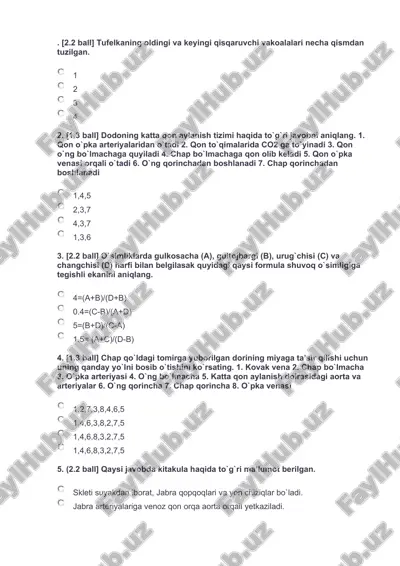 biologiya test savollari to`plami — DOCX
