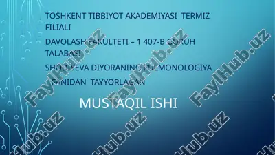 nafasolish funksiyasini o'rganishning patofiziologik asoslari — PPTX