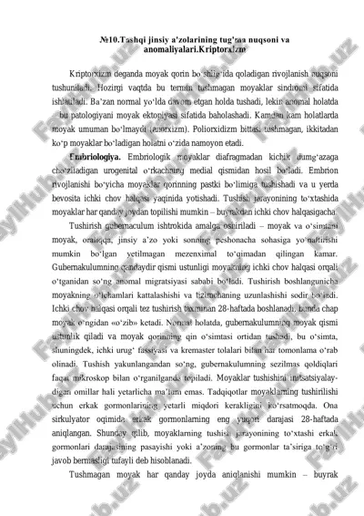 tashqi jinsiy a'zolarining tug'ma nuqsoni va anomaliyalari.kriptorxizm — PDF