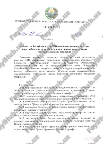 o‘zbekiston respublikasi sog‘liqni saqlash vazirligining buyrug‘i — PDF