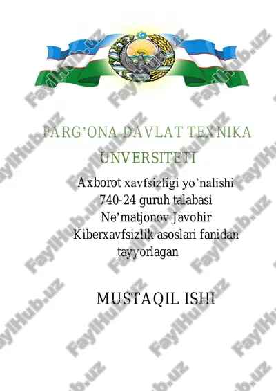 kiberxavfsizlik asoslari fanidan tayyorlangan "kiberjinoyatchilik va uni keng tarqalishining sabablari" mavzusidagi maqola — PDF