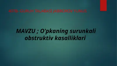 surunkali obstruktiv kasalliklari — PPTX
