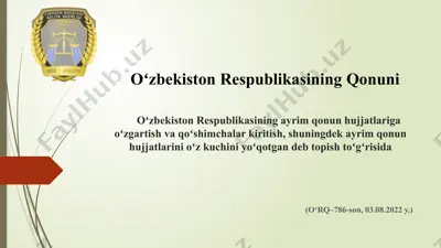 oʻzbekiston respublikasining qonuni — PPTX