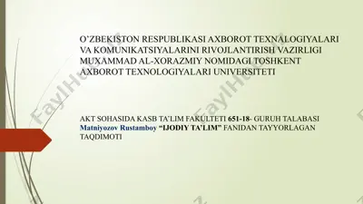 "ijodiy ta’lim" — PPTX