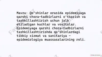 qo'shinlarda epidemiyaga qarshi chora-tadbirlarni tashkillashtirish — PPTX