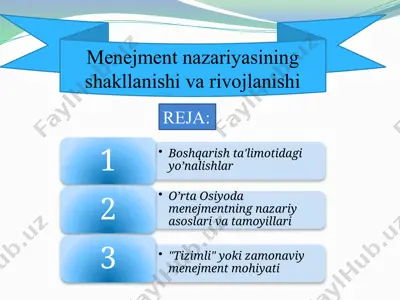 menejment nazariyasining shakllanishi va rivojlanishi — PPTX