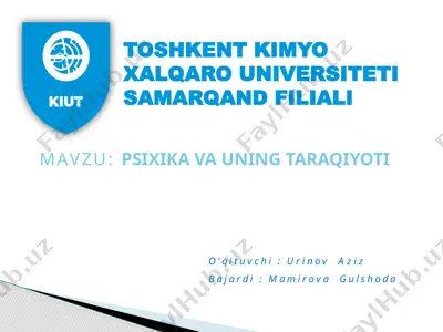 psixika va uning taraqiyoti — PPTX