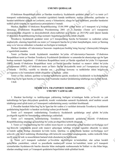 texnikaviy foydalanish qoidalari — DOCX