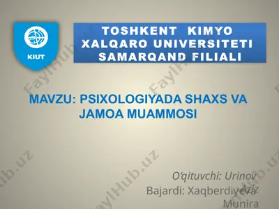 psixologiyada shaxs va jamoa muammosi — PPTX