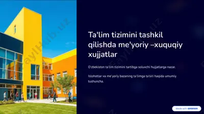 ta'lim tizimini tashkil qilishda me'yoriy huquqiy xujjatlar — PDF