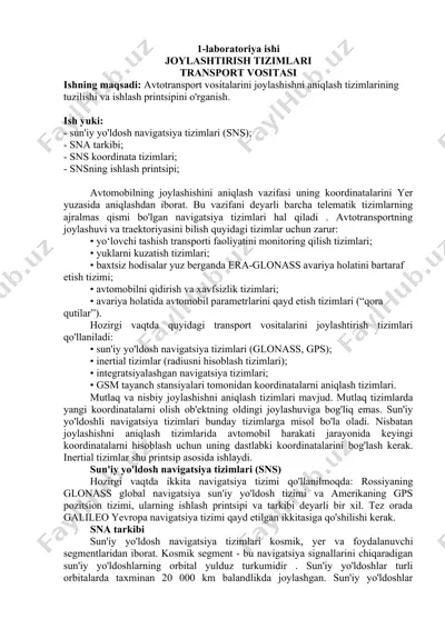 transport vositalarini joylashish tizimlari — DOCX