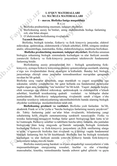 biofizika faniga muqaddima — DOCX
