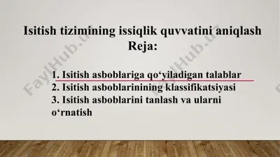 isitish tizimining issiqlik quvvatini aniqlash — PPTX