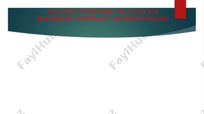 abdurauf fitratning "oila yoki uni boshqarish tartiblari" asari — PPTX