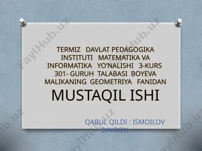 ikki skalyar argumentli vektor funksiyalar. sirt haqida tushuncha — PPTX