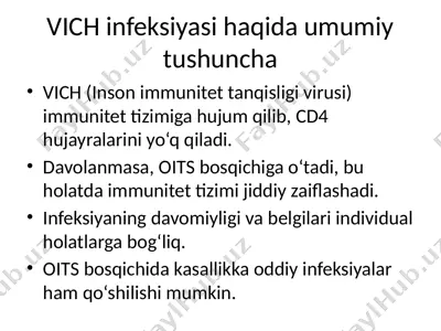 vich infeksiyasi haqida umumiy tushuncha — PPTX
