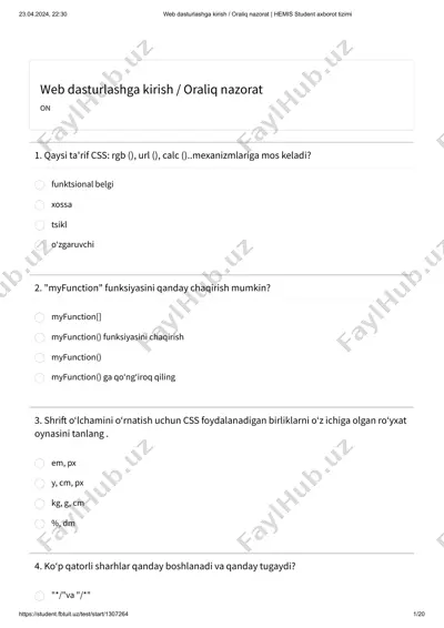 web dasturlashga kirish / oraliq nazorat — PDF