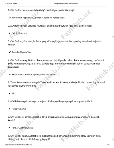 c+ builder komponentalari haqida ma'lumotlar — PDF