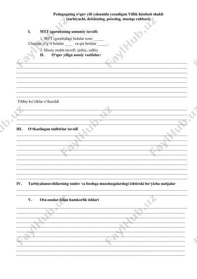 yillik hisoboti shakli — DOCX