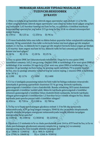 murakkab aralash tipdagi masalalar — PDF