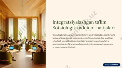 integratsiyalashgan ta'lim: sotsiologik tadqiqot natijalari — PDF