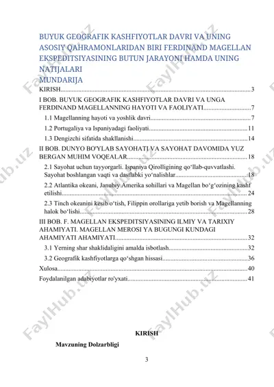 buyuk geografik kashfiyotlar davri va uning asosiy qahramonlaridan biri ferdinand magellan ekspeditsiyasining butun jarayoni hamda uning natijalari — DOCX