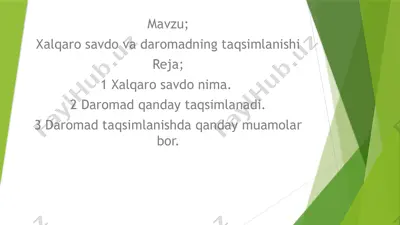 xalqaro savdo va daromadning taqsimlanishi — PPTX