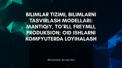 bilimlar tizimi, bilimlarni tasvirlash modellari — PPTX