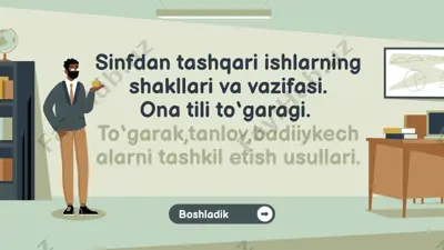sinfdan tashqari ishlar: shakllari va vazifalari — PPTX