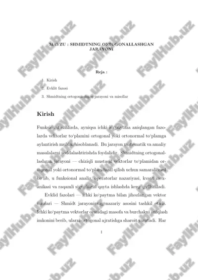 shmidtning ortogonallashgan jarayoni — PDF