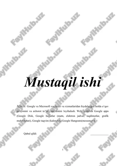 google va microsoft vositalari va xizmatlaridan foydalangan holda o’quv jarayonini va axborot ta’lim maydonini loyihalash. web muhitida google apps.docx — DOCX