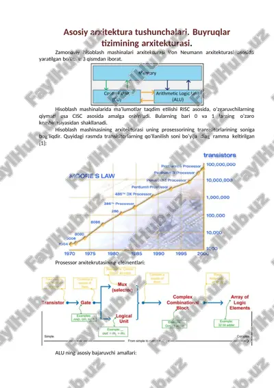 hisoblash mashinasining arxitekturasi — DOCX