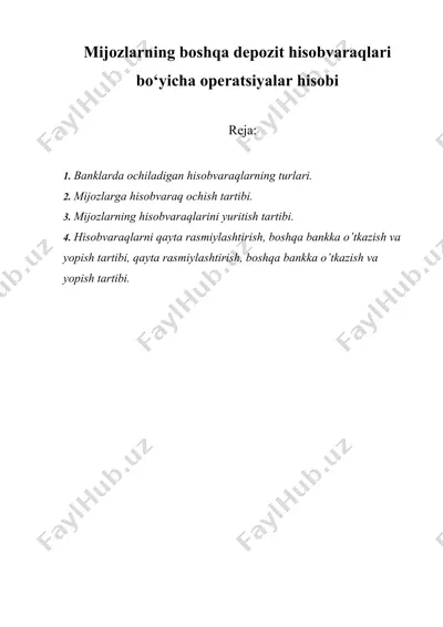 mijozlarning boshqa depozit hisobvaraqlari bo‘yicha operatsiyalar hisobi — DOCX