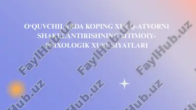 o‘quvchilarda koping xulq-atvorni shakllantirishning ijtimoiy-psixologik xususiyatlari — PPTX