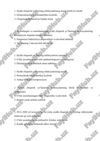 siydik chiqarish yo’llarining infeksiyalarining asosiy klinik ko’rinishi — DOCX