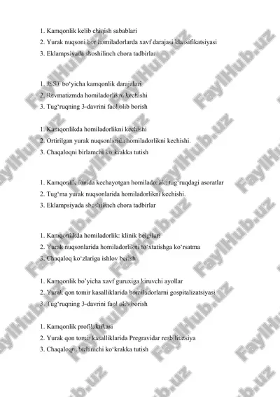 eklampsiyada shoshilinch chora tadbirlar — DOCX