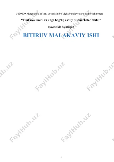 funksiya limiti va unga bog’liq asosiy tushunchalar tahlili — DOCX
