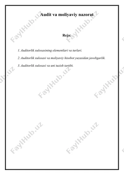 audit va moliyaviy nazorat — DOCX