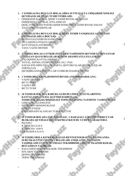 bola bo'lgan yoshlar uchun tibbiy tanqisliklar haqida ma'lumotlar — DOC