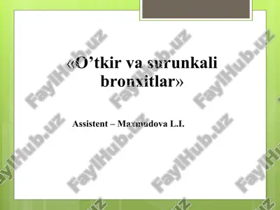 o’tkir va surunkali bronxitlar — PPT