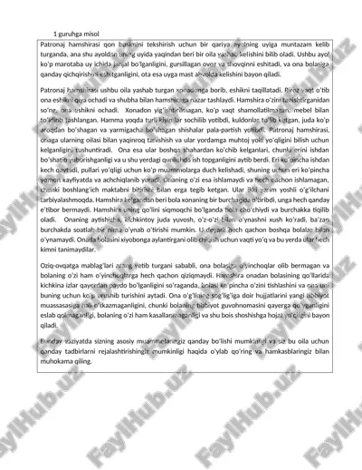 patronaj va oila yashash — DOCX