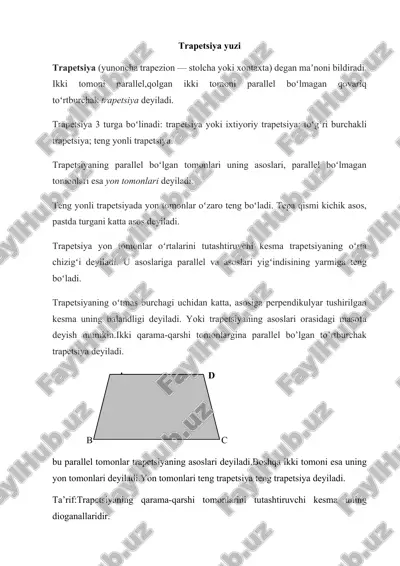 trapetsiya yuzi — DOCX