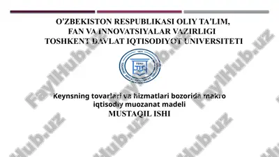 keynsning tovarlari va hizmatlari bozoridagi makroiqtisodiy muvozanat — PPTX