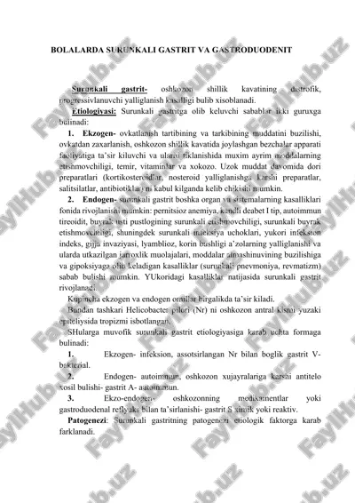 surunkali gastrit va gastroduodenit — DOCX