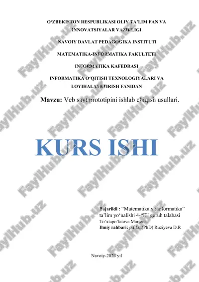 veb sayt prototipini ishlab chiqish usullari. — DOCX