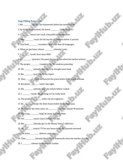 ingliz tilida gap filling mashqi — DOCX