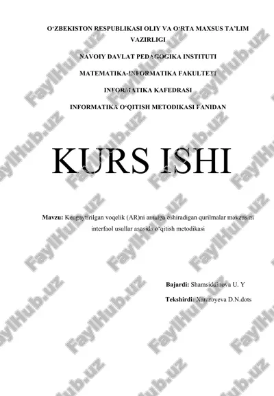kengaytirilgan voqelik (ar)ni amalga oshiradigan qurilmalar mavzusini interfaol usullar asosida o‘qitish metodikasi — DOCX