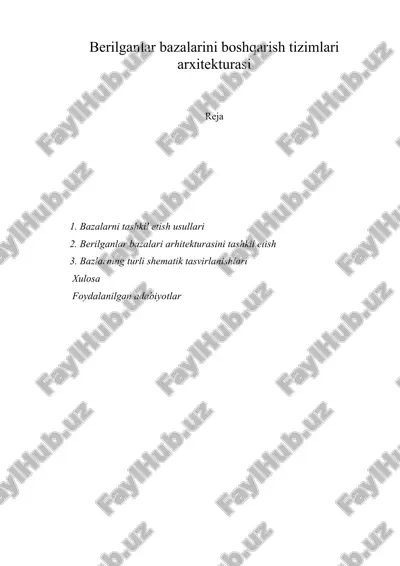 berilganlar bazalarini boshqarish tizimlari arxitekturasi — DOC