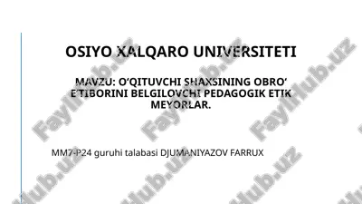 pedagogik etik meyorlar — PPTX